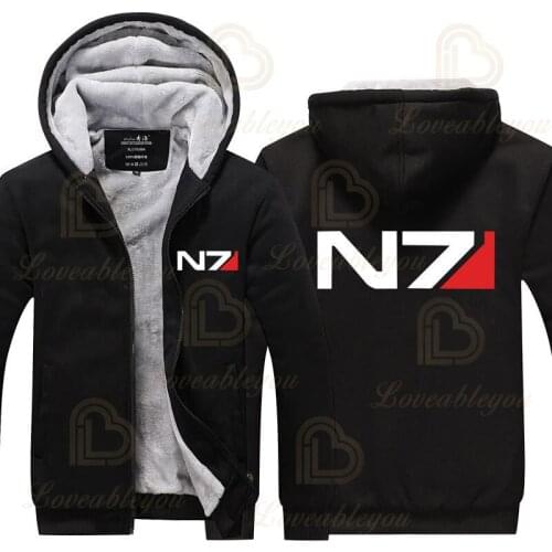 Men N7 Winter Zipper Jacket Sweatshirts Thicken Hoodie Coat Casual Sweatshirts Men Fashion Hoodie Unisex Streetwear