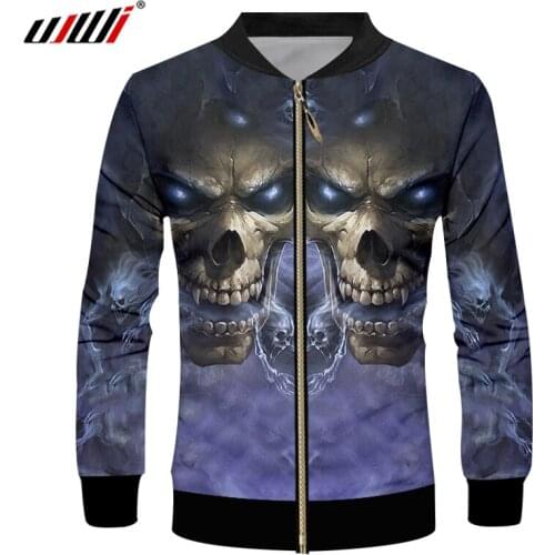 UJWI New 3D Printed Creative Smog Skull Zip Jacket Man Hipster Fitness Clothing Mens Spandex High Quality Zipper Coat