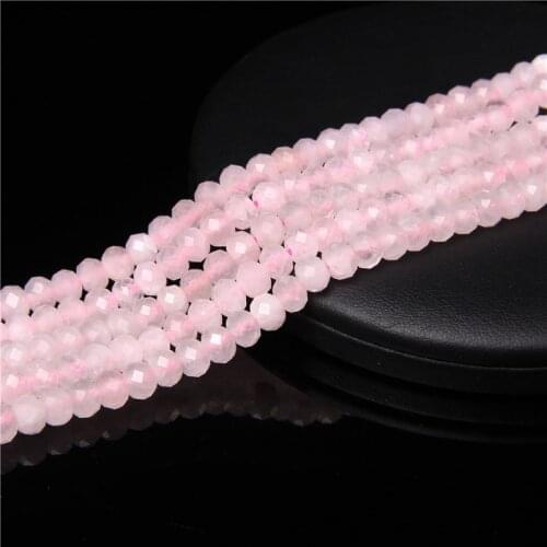 Rondelle Faceted Natural Rose Quartzs Stone Bead For Jewelry Making DIY Bracelet Necklace Material about 4*6MM Strand 15
