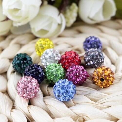 Wholesale 100pcs/lot Mixed Color Clay With Rhinestone Jewelry Round Pave Disco Ball Crystal Beads 8mm Clay Beads