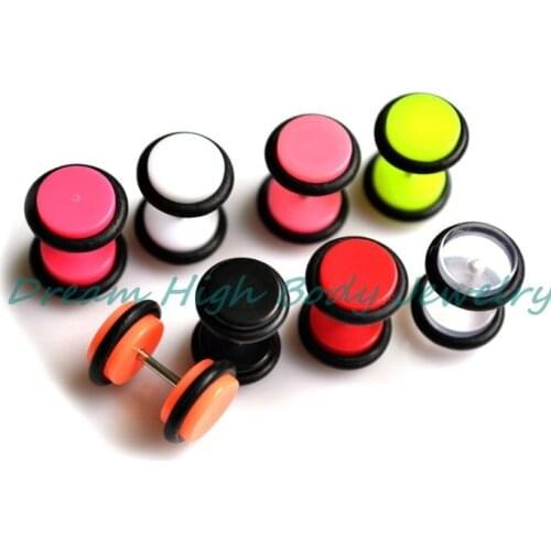Wholesale Ear Plugs Faker Expander Plain Earring Ear Piercing Stretcher Cheater UV Acrylic 8mm Flesh Tunnel Fashion Body Jewelry
