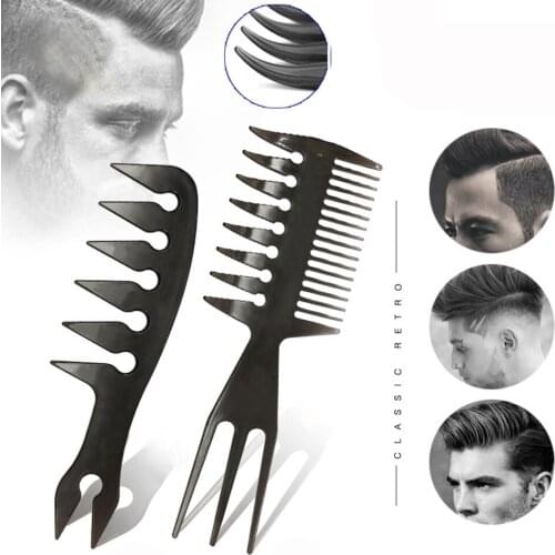 Professional Wide-tooth Anti-static Double-sided Comb Hairbrush Fork Men Beard Hairdressing Brush Barber Shop Styling Tool Salon