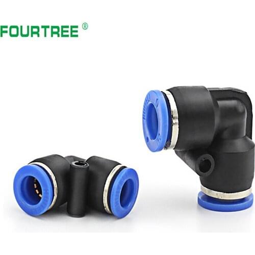 PV L-shaped Elbow Right-Angle Pneumatic Connector Hose Quick Fitting Pipe Connection 4-16mm 1Pcs