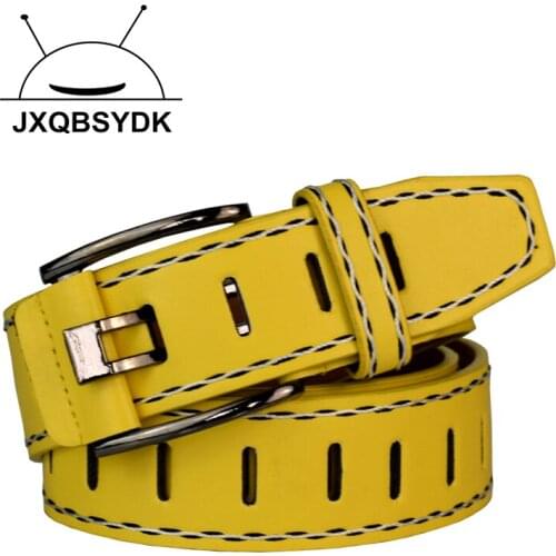 JXQBSYDK Fashion Belts for Women&men Many Holes Young People Unisex Jeans with Prevent Allergies PU Belts