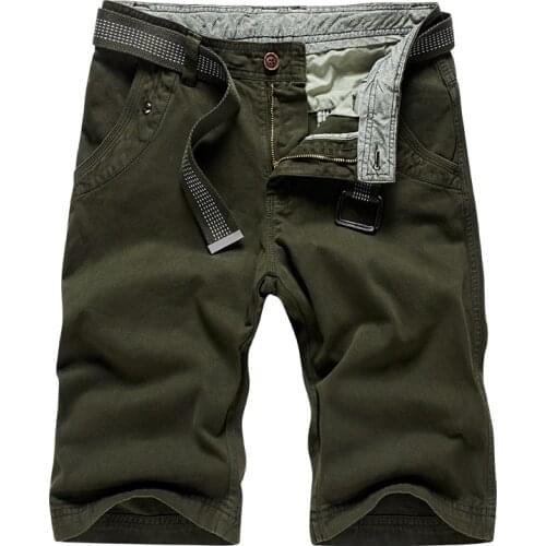 ZHUOFEI mens solid shorts summer casual men knee length zipper fly cotton shorts with pocket cloth streetwear male