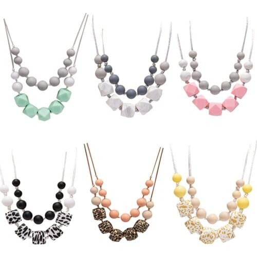 Silicone Teething Necklace Set Food Grade BPA Free Baby Infants Nursing Toy Jewelry Childrens Day Gifts