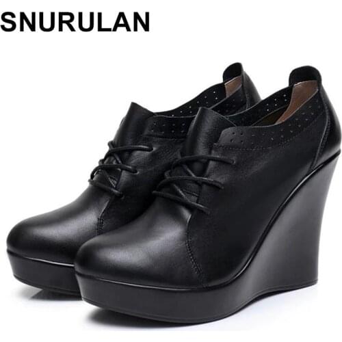SNURULAN fashion and ultra high heel Ms. Leather single shoe euramerican style autumn winter belt thick bottom high heel womens