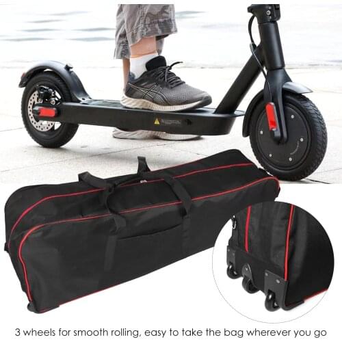 Portable Oxford Cloth Scooter Bag Carrying Bag Foldable Protective Shoulder Bag With 3 Wheels For Folding Electric Scooter