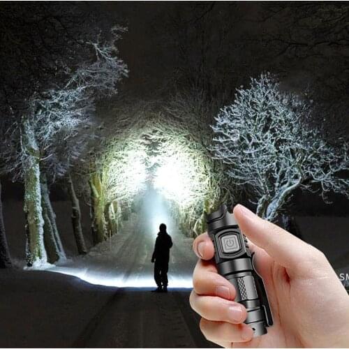 T40 Powerful LED Flashlight USB rechargeable Waterproof camping tactics mini power flashlight use 16340 battery