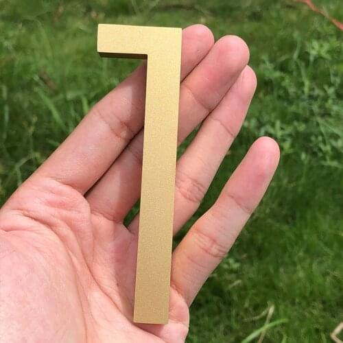 10.2cm House Number Sign #0 Huisnummer Outdoor Golden 4 inch Aluminum Modern Font Door Numbers Plate Home Address Signage #1