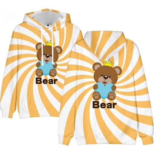 Popular 3D Print Cute Bear Hoodies Men Women Sweatshirts Autumn Harajuku Hip Hop Hooded Fashion Long Sleeve Boys Girls Pullovers