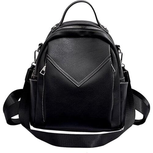 Vintage Travel Backpack for Women School Bags for Teenage Grils Casual Black Brown Soft Leather Bagpack Shoulder Bag MD0164