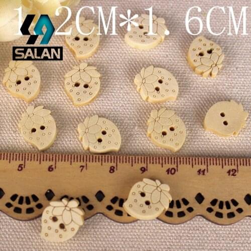 WB-0037 Free shipping wholesale/retailed 15pcs/lot log strawberry shape wooden buttons for children clothing DIY gift