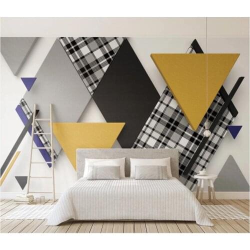 WDBH Custom photo 3d wallpaper Retro triangle plaid stitching living Room home decor 3d wall murals wallpaper for walls 3 d