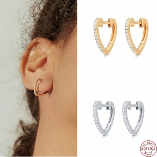 Aide 925 Sterling Silver Heart Shape Hoop Earrings For Women Dainty Mosaic Zircon Jewel Huggie Earrings Valentines gift for her