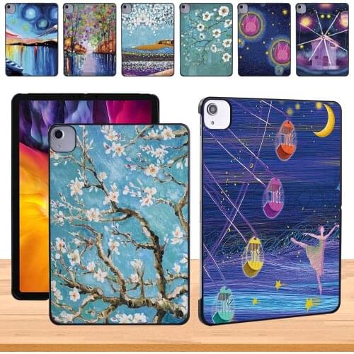 Painting Series High-quality Anti-Fall Teblet Hard Shell Cover Case For Apple IPad Air 4 2020 10.9 Inch + Free Stylus