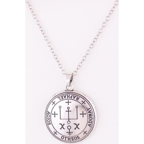 Link Chain God Name Archangel RAPHAEL Antique Silver Religions Style Amulet Viking Necklace Provide Dropshipping