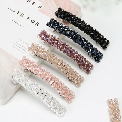 1Pcs Bling Crystal Hairpins Headwear forWomen Girls Rhinestone Hair Clips Pins Barrette Styling Tools Accessories 7 Colors
