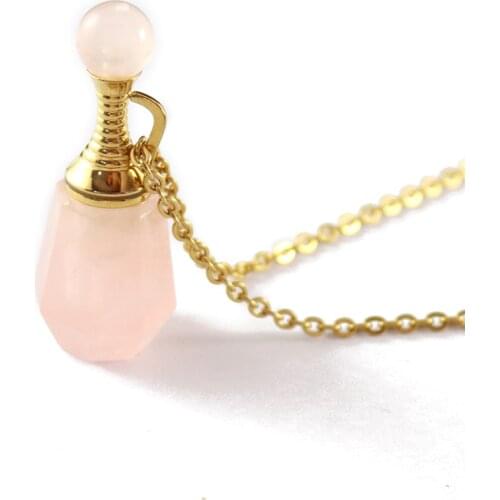 1PC Natural Rose stone Necklace for Ashes Hair Pendant Fillable Jewelry Cremation Jewery Memorial Jewelry Urn Jewelry