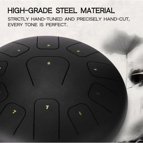 12 inch 11-Tone Steel Tongue Drum Hand Pan Drums with Drumsticks Percussion Musical Instruments