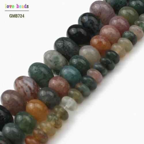 4/6/8mm Natural Indian Agates Rondelle Stone Beads for Bracelets Round Loose Spacer DIY Bracelet Accessories Jewellery