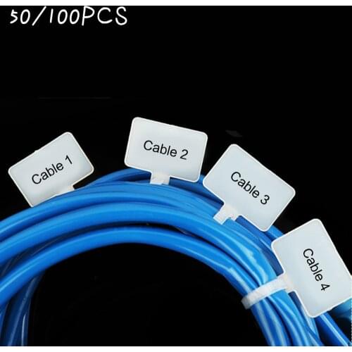 50/100pcs Nylon Cable Self-locking Plastic Wire Zip Ties, Industrial Marking Label Tie11cm