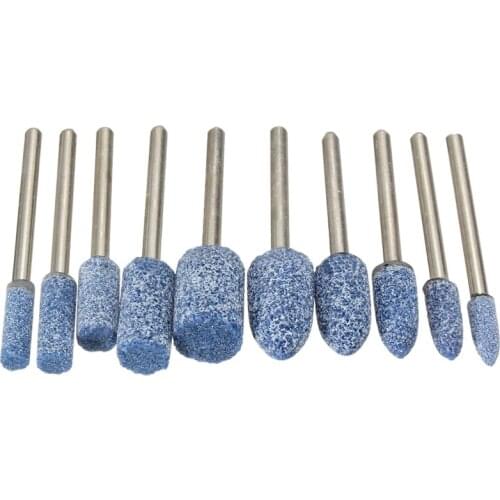 10pc Blue Abrasive Mounted Stone Rotary Tool Grinding Wheel 1/8 Shank