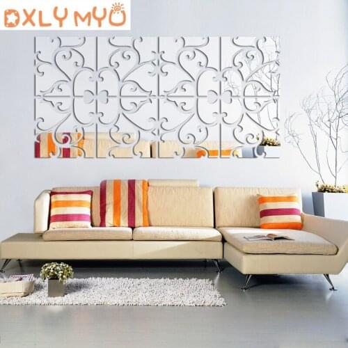 3D Acrylic Mirror Wall Sticker Combination DIY Creative Wall Sticker Home Bedroom Living Room Decorative Mirror Sticker