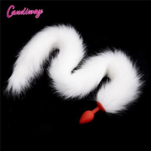 Candiway 85cm Dog Tail Anal Plug Sexy Toys Furry Fox Butt Plug BDSM Flirt Anus Plug For Women BDSM Adult Games For Couples