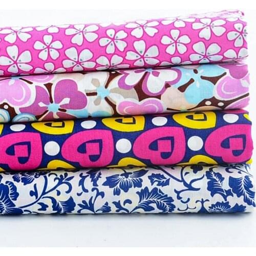Booskew poplin cotton fabric 45CMx50CM 4 Designs Home Textile for sewing fat quarters dress patchwork quilting tecido