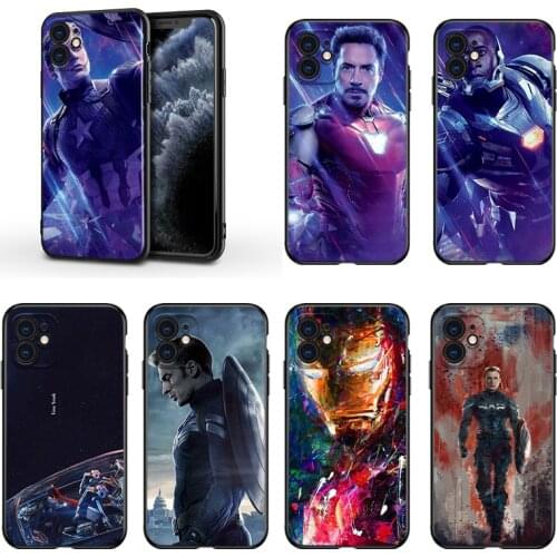 Avengers super hero cool For Apple iPhone 13 12 11 Mini XS XR X Pro MAX SE 2020 8 7 6 5 5S Plus Black Silicone Phone Case