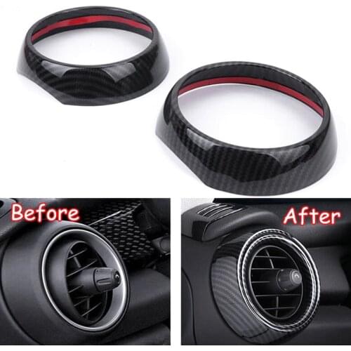 Car Dashboard Side Air Vent Decoration Ring Cover Trim Car Sticker Styling Carbon Fiber Style For BMW MINI Cooper F55 F56 F57