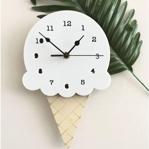 Nordic Style Nursery & Kids Decor Clock MUTE Ice Wall Hanging Wood Toys Model Cute Baby Kid Room Furnish Artic Home Decoration