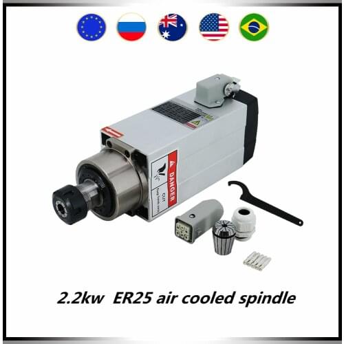2.2kw 2200w ER25 air cooled spindle motor 18000rpm 300hz 11A single phase / 3 phase input for CNC