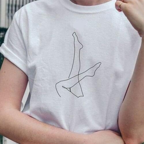 Graphic t-shirt Aesthetic abstract camiseta mujer Casual Cotton Women T-shirts Summer tops Black White shirt