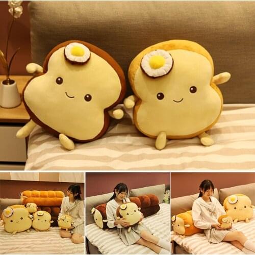 Super Cute Toast Plush Toy Soft Poached Egg Sliced Bread Pillow Great Birthday Xmas Gifts For Children Подушка Drop Shipping
