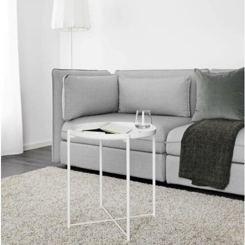 Round Side Table Metal for Small Spaces End Tables Living Room Sofa Side Table with Round Removable Tray for Living Room 78x58x7
