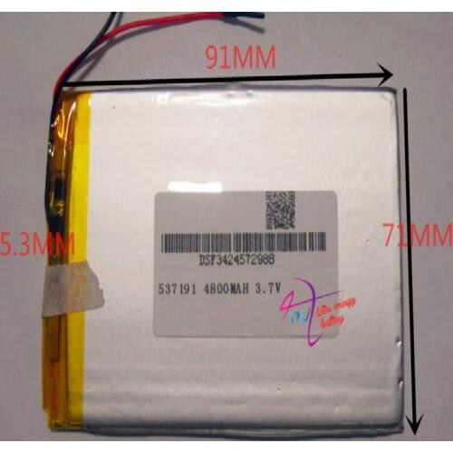 Best battery brand 3.7V 4800mAh polymer lithium Rechargeable 537191 for tablet free shipping