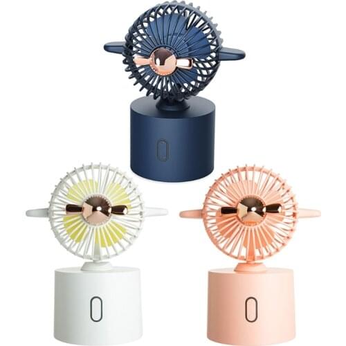 Portable Fan Mini Desktop Fan With Battery Powered USB Fan 3 Speed Aircraft Shaking Head Blue Pink White F7 Aircraft