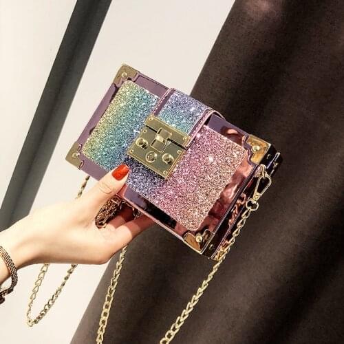 Fashionable Sequins Trendy Cool All -Matching Shoulder Crossbody Charming Chain Women 's Small Bags