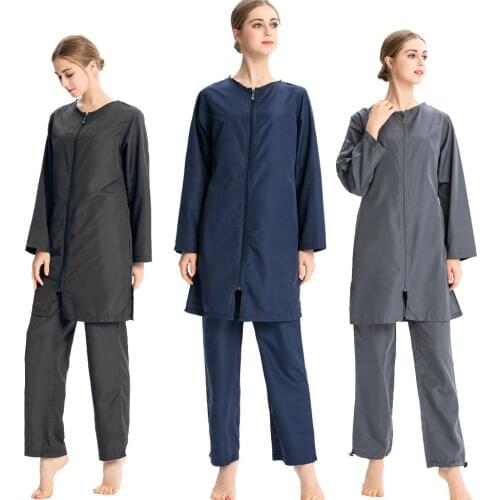 New Women Muslim Swimwear Swimsuit Beach Burkini Modest Three-Piece Set Moslem Muslem Maillot De Bain Plus Size Full Black Hat