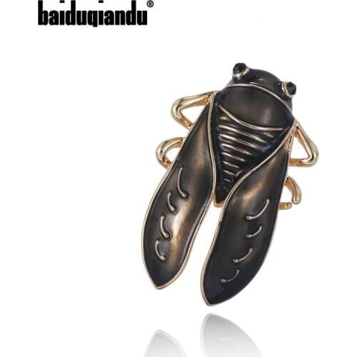 Baiduqiandu Brand New Arrival Gold Color Plated Fashion Enameled Cicada Bijoux Jewelry Brooches for Women