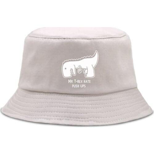 Mr T rex Hate Push Ups Print Fishermans Caps Outdoor Hip Hop Bucket Hats Unisex Sunscreen Panama Hat Summer New Fishing Sun Cap