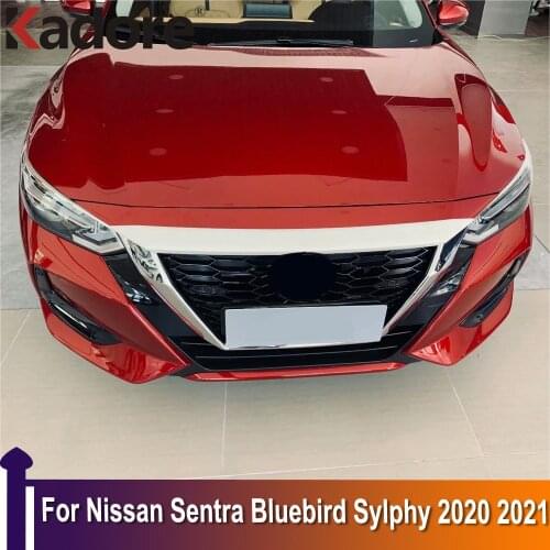 For Nissan Sentra Bluebird Sylphy Almera 2020 2021 Car Front Grille Hood Engine Cover Trim Car Styling Exterior Accessories