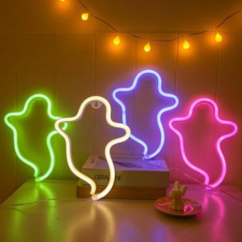 Ghost Neon Light Wall Hanging Sign LED Light Art Festival Light Decorative Halloween Ornament Xmas Birthday Neon Lamp Homr Decor