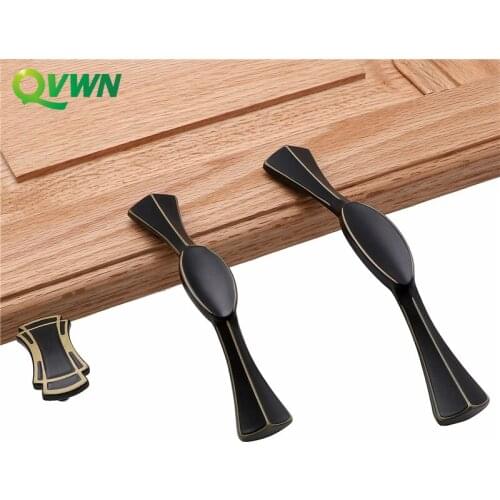 QVWN Black Vintage Cabinet Drawer Knob Ring Pull Handles With Mounting Screw Classical Round Cupboard Door Drawer Pull Knob