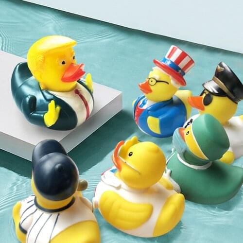 Baby Bath Toys Us President Trump Funny Rubber Duck Sound Squeaky Bathly Shower Waterfloating Yellow Duck Childrens toy