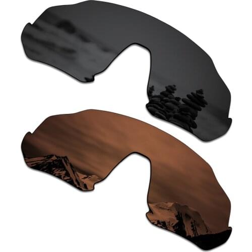 SmartVLT 2 Pieces Polarized Sunglasses Replacement Lenses for Oakley Flight Jacket Stealth Black and Amber Brown