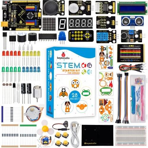 Keyestudio STEM Plus Board Starter Kit for Arduino Starter Kit Full Set Complete Electronic DIY Projects Programming Kit
