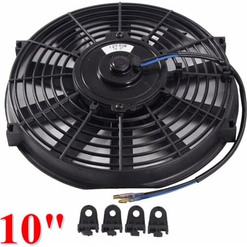 10 Inch 12V 80W 2100Rpm Straight Black Blade Electric Cooling Radiator Tank Fan Mounting Kit Universal